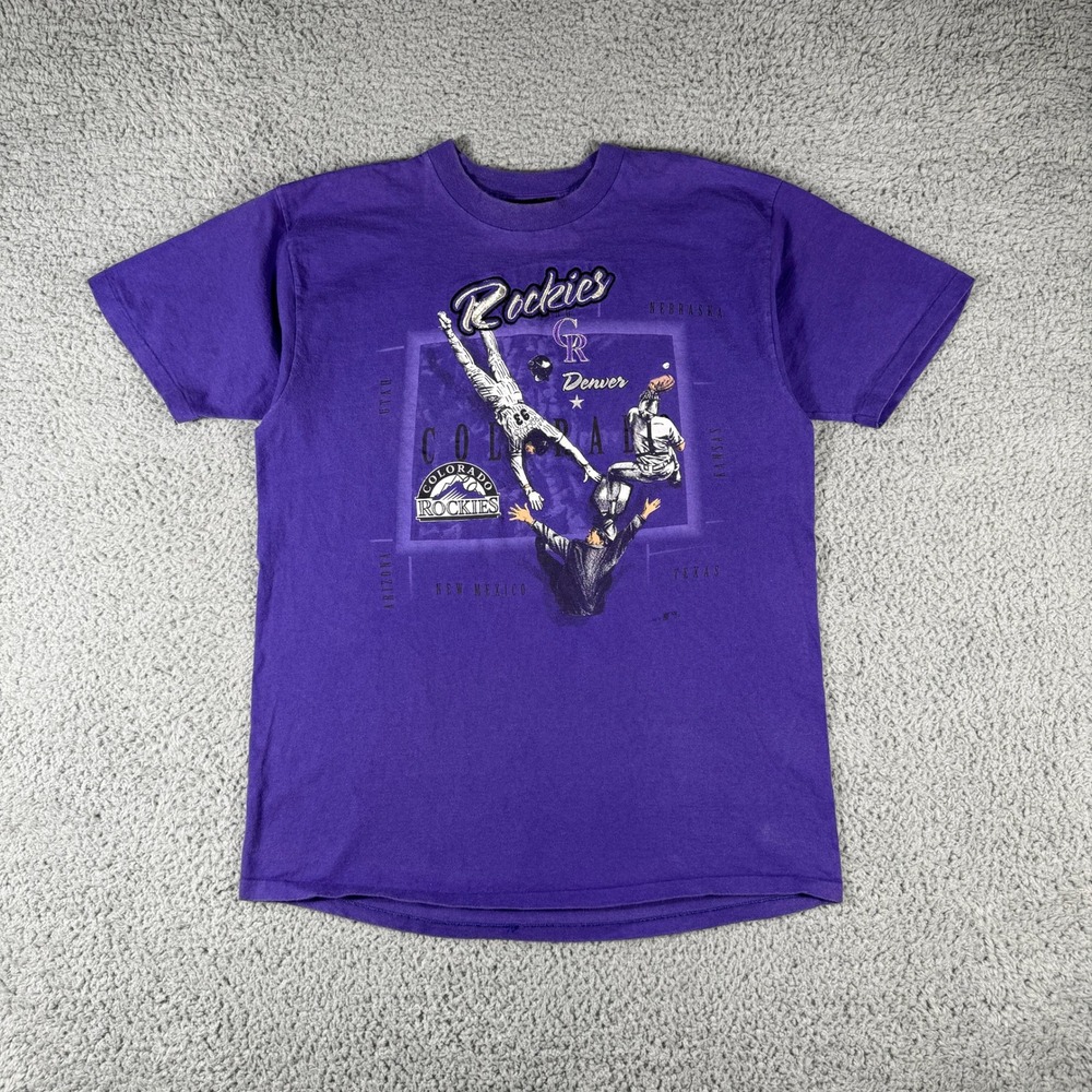 Vintage Colorado Rockies T-Shirt Mens XL Purple 90s MLB Baseball USA - Picture 1 of 10